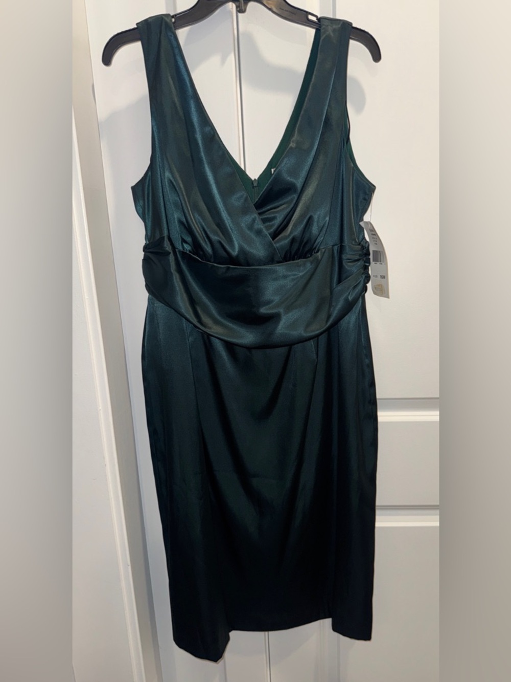 Eliza J Deep Emerald Satin Midi Dress